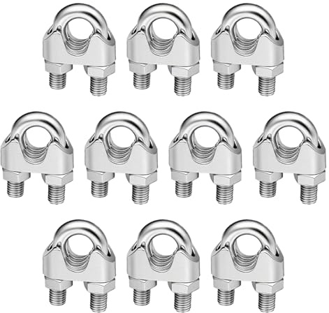 10 Stück Drahtseilklemmen, Edelstahl Seilklemmen M4, Bügelklemmen für Drahtseil Ø 4mm, Rostfreie Stahlseilklemmen für Stahlkabel, Stahldraht