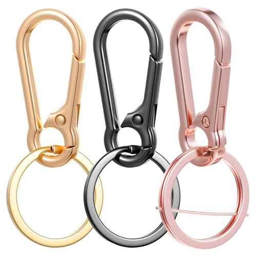 Tyqour 3 unidades de mosquetones de metal mosquetón pequeño llavero mosquetón llaveros con cierre rápido clips mosquetón para llaves, mochilas y colgantes