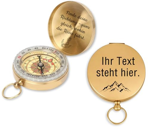 Personalisierter Kompass mit Gravur Wanderkompass mit individueller Text Symbol Gravur Geschenk für Männer Frauen Freunde Abenteurer Ehemann (Kompass mit Wunschname)