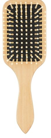 Brosse à cheveux en bambou - Brosse démêlante en bois - Poils naturels pour cheveux longs, courts, bouclés, épais, fins - Respectueux de l'environnement - Antistatique - Améliore la texture des