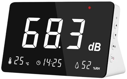 Misuratore di rumore in decibel Misuratore di livello sonoro 30dB-130dB Tester di monitoraggio del rumore con temperatura e umidità
