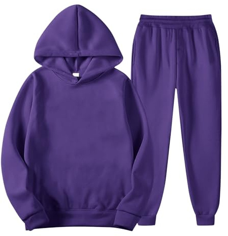 Chándal para niñas y niños con capucha de forro polar liso, parte superior con pantalones joggers, traje de jogging, atuendo para correr, conjunto completo para gimnasio, ropa deportiva activa para