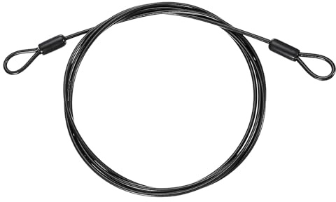2 m x 5 mm, slingkabel stålrep med öljetter, säkerhetskabel med plasthölje för kabellås, cykelsläpvagn, svart