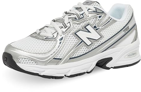 New Balance 740 Lace Grade Baskets inspirées de la course à pied pour garçons (GR740WN) (blanc/bleu marine)