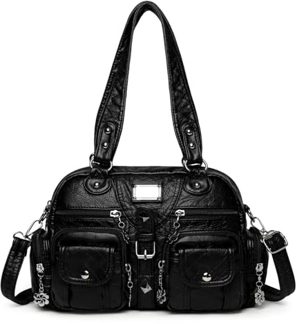 Myhozee Handbags for Women Soft PU Leather Ladies Handbags & Shoulder Bags Hobo Bags for Women Womens Shoulder Bag Handbag Black