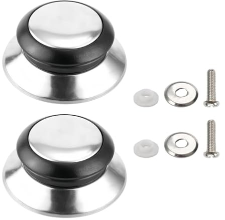 ZORVYN 2 PCS Universal Topfdeckelgriff Ersatzgriff Hitzebeständig, Edelstahl Deckelknopf mit Schrauben für Glasdeckel, Ersatz für Pfannen und Kochgeschirr