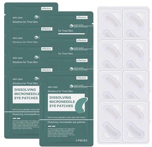Patchs Contour Yeux Micros Aiguilles Dissolvantes, Lot De 8 Patchs Contour Yeux Nano Microaiguilles, Patch Antirides Pour Cernes Poches Sous Les Œil, Acide Hyaluronique Hydratant Patch Contours Yeuxs