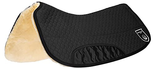 Werner Christ Lammfell Westernpad Roundskirt Western Sattelpad mit Unterseite aus echtem Schaffell, individuell aufpolsterbar, erhältlich in schwarz und braun, Größe 70 cm