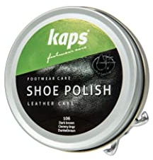 Kaps Schuhcreme | Leder Schuhe und Stiefel reinigen und pflegen | Basierend auf natürlichem Wachs | Schuhpoliturpaste dunkelbraun | 50 ml
