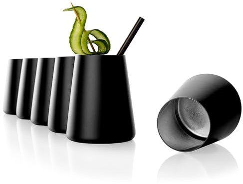 Stölzle Lausitz Becher Schwarz/Silber Power 6er-Set 380 ml – Moderne Gläser für Wasser, Wein, Drinks & Saft – Hochwertige Cocktail Gläser aus Kristallglas – Spülmaschinen- & Stoßfest, Made in Germany