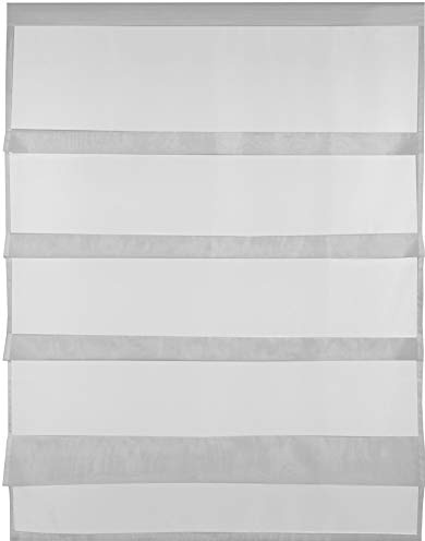Bestlivings Transparente Bistrogardine Raffoptik mit Stangendurchzug in Voile, schlicht und modern in vielen erhältlich 90 x 110 cm grau - mausgrau