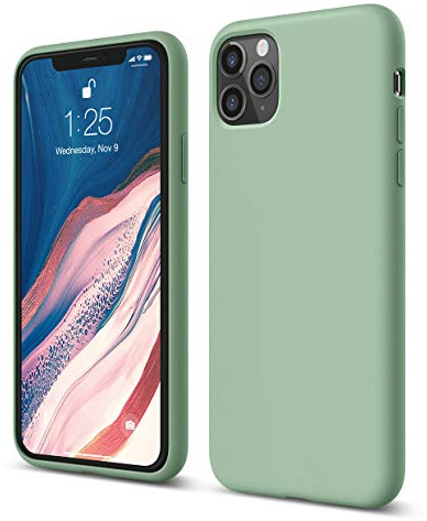 Elago Liquid Silicone Case for iPhone 11 Pro Max (6.5), Premium 3 Layer Shockproof Full Body Protection Cover (Pastel Green)