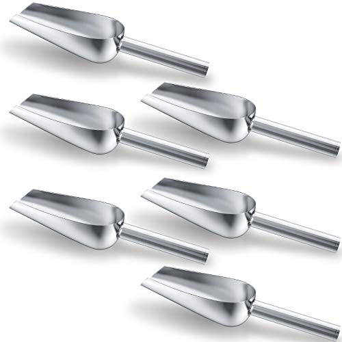 Mudder 6 Pack 6 Ounce Small Stainless Steel Ice Scoop Metal Mini Candy Little Sugar Cream Scoop for Home Kitchen Food Jars Coffee Beans Bar Buffet
