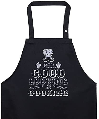 EXPRESS-STICKEREI Schürze Papa/Opa Männer - Kochschürze mit Design Grillschürze für Männer/Damen Schürze verstellbar mit Tasche - Chef kocht Küchenschürze Herren Latzschürze Vatertag Geschenk