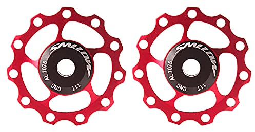11T Deragliatore Posteriore Alluminio Puleggia Cuscinetto per Mountain Bike e Bicicletta Strada - 2PCS