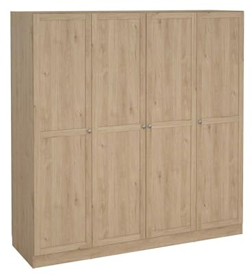 Dmora - Großer Kleiderschrank Monique, Schlafzimmermöbel, Schrank, Garderobe, 196x62 h200 cm, Eiche