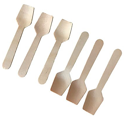 200PCS Disposable Wooden Spoons Cutlery Ice Cream 95mm Spoon Scoop Wood Biodegradable, Compostable Eco Friendly for Picnic Parties Weddings, Camping