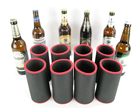asiahouse24 8er Set Getränkekühler 0,5l Flasche - Bierkühler - Neoprenkühler - passgenau ~Flaschenkühler~ Schwarze Kühler