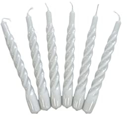 Candles with a Twist®, Stabkerzen gedreht, Hergestellt in Italien, 25 Farben verfügbar, Tafelkerzen lackiert, Spiralkerzen lange Brenndauer 5 Stunden, Kerzen Deko, 6 Stück, 2,2 x 21cm (Hellgrau)