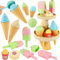 AOLEVA Heladería de Juguete Puesto de Helados Juguetes de Alimento Comida Juego de rol Educativo Regalos para Niños Niñas de 3 4 5 Años