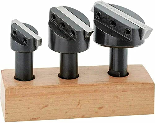 Bluefox Fly Cutter Holder Set 3 Pcs with ½ Inch Shank and HSS Square Tool Bits Metal Lathe Milling Machine Fly Cutting Tool with Wooden Stand | Milling Fly Cutters 1/2 Shank | 3 in Fly Cutter