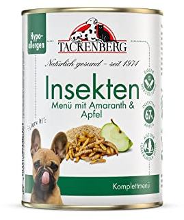 TACKENBERG Insektenmenü mit Amaranth & Apfel Nassfutter Dose für Hunde - Hundefutter in Premiumqualität - natürlich getreidefrei, 6 x 400 g
