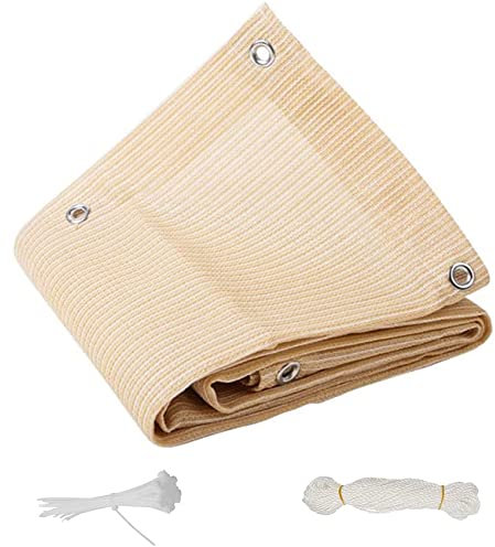 YANHONG Recinzione Copertura per Balcone Giardino 50x350cm(20x138inch) Recinzione Copertura Schermante per Balcone Privacy Resistente alle intemperie con Fascette e funi, Occhielli, Color Crema