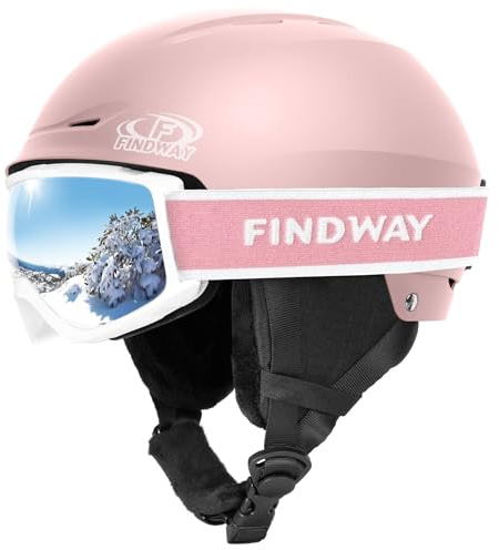 Findway Ski Helmet Set, Snowboard Helmet with Goggles for Adults [Shockproof] Safety Durable ABS Shell and Protective EPS Foam Inner Shell, Snow Sports Helmet and Glasses for Men Women Youth