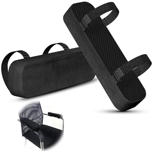 LONGHAO 2 Stück Armlehnenkissen, rutschfest, ergonomisch für Bürostuhl und Gaming Stuhl (Schwarz)