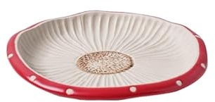 Keramik-Schalen für Mädchen, Herz, rot, Pilz, Unterglasur, Geschirr, Mikrowelle, kann für süße Suppenschalen, Instant-Nudelschalen und Teller verwendet werden - flacher Teller