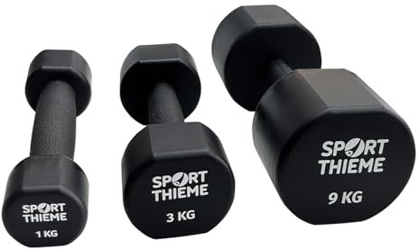 Sport-Thieme Fausthantel PU | Gusseisen | Polyurethan-Ummantelung | Verschiedene Gewichte | Muskeltraining | Schwarz