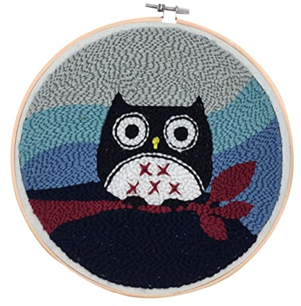 Operitacx Owl Punch Embroidery Kit Für Anfänger Mit Schere Und Zubehör Kreatives Bastelset Für Erwachsene Cartoon Eule Muster