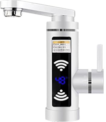 Milageto Grifo eléctrico Calentadores de Agua Grifo Giratorio Calentadores de Agua Cocina Grifo de calefacción para Restaurante baño cafetería del Hotel, Plata