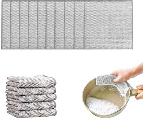 Lunyloer Mehrzweck Geschirrspüllappen aus Draht, 15 Stück Topfreiniger Putzlappen, Wire Dishwashing Rags, Wiederverwendbar Putztücher für Nass und Trocken für Küche