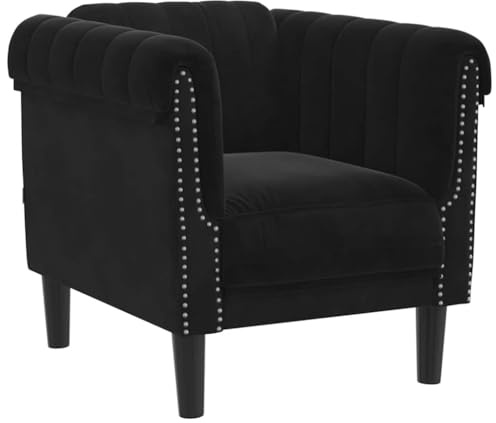 vidaXL Sillón, Silla Tapizada con Respaldo Reposabrazos, Sofá de Descanso Relax Televisión, Asiento para Salón Hogar, Terciopelo Negro