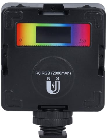 RGB-Videoleuchte, Tragbares LED-Kameralicht, Wiederaufladbare 2000-mAh-Fotobeleuchtung, Magnetische Anziehungskraft mit Fotobeleuchtung für Videoaufnahmen