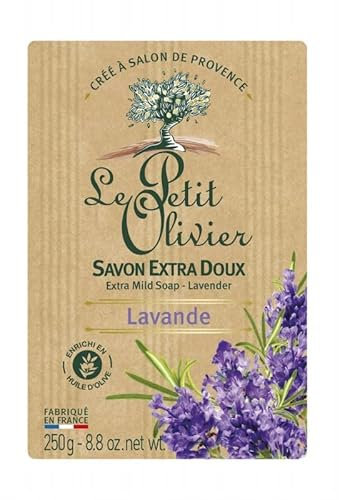 Savon Lavande Extra Doux 250g LE PETIT OLIVIER - Luxe Naturel aux Huiles Essentielles pour le Corps - Hydratant & Apaisant - Le Lot De 4