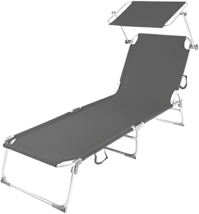 FORNOR 13863 Tumbona con Parasol Antracita 187 x 56 x