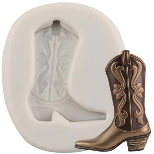 MINFEIDMS Moules en silicone 3D en forme de botte de cowboy occidentale pour fondant en forme de botte de cowboy - Moule à chocolat pour décoration de gâteaux en sucre - Décoration de cupcakes, pâte à