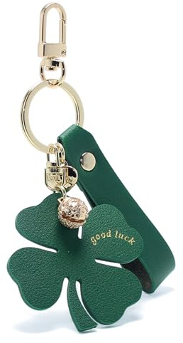 Porte-clés Porte-bonheur - Porte-bonheur en Cuir avec Trèfle à Quatre Feuilles, Trèfle à Quatre Feuilles, Cadeaux Bon Voyage, Charme Porte-bonheur, Cadeaux Porte-bonheur pour Femmes, Hommes, Collègues