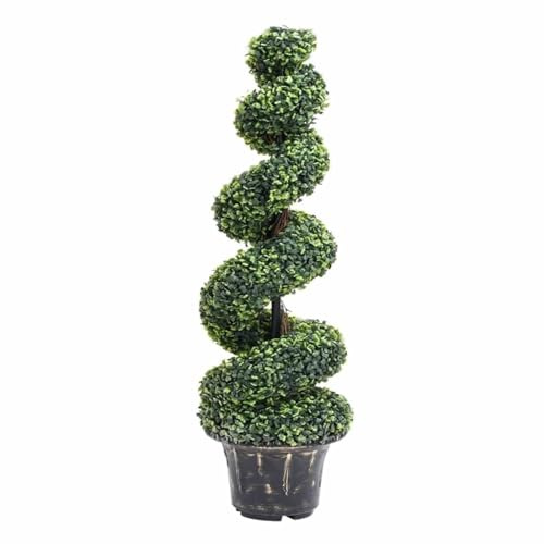 WENNEWU Boxwood Spiral Trees Plant High, Faux Outdoor Trees For Porch, Artificial Topiary Spiral Trees, For Garden Indoors Outdoor,Green,1PCS