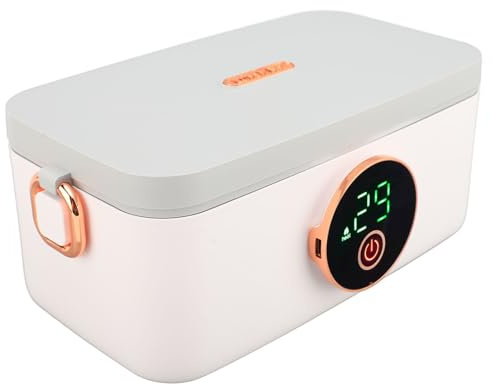 TOPINCN Eléctrica Calentador de Alimentos, 1 Litro de Capacidad, Fiambreras de Calentamiento Rápido para Adultos, Calentada Inalámbrica Recargable por USB, Calentador de Alimentos