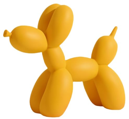 Zelbuck Perro Globo Creativo - Estatua de Perro Colorida, Esculturas de Animales de Resina, Decoración Abstracta de Colores Brillantes for El Hogar, Oficina(Yellow)