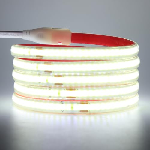 HEGEHE 230V COB Neon LED Streifen, 240LEDs/m Superhell Hohe Dichte IP65 Wasserdicht Diffusion Flex LED Schlauch für DIY Innen-und Außenbeleuchtung Projekte (Weiß, 2M)