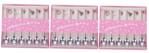 Amosfun 18 Stk Weihnachtslöffel Vorspeisen Löffel -Rühr Rühr zum Kochen Eis Diät Kaffee küchenmaschiene Tasse Edelstahl Rostfreier Stahl