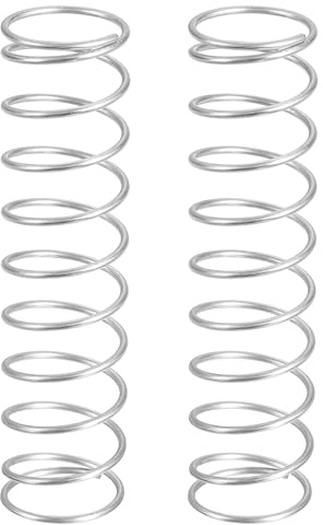 QUARKZMAN 2 st tryckfjädrar, tråddiameter 1 mm x OD 15 mm x längd 60 mm fjäder förlängning rostfritt stål 304 fjädrar tryck kulspetspenna för hushållsreparationer, silver