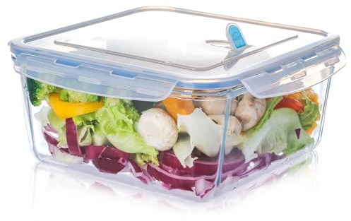 NUTRIUPS 3,3 l große Glas-Frischhaltedosen mit Deckel, quadratisch, Lebensmittelaufbewahrungsset, BPA-frei für Mahlzeitenvorbereitung, Reisen, Gefrierschrank, Ofen