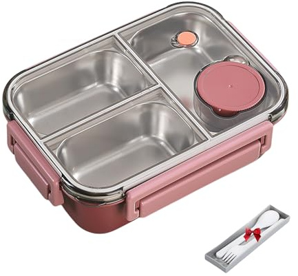 BROIEEN Escentio Stainless Steel Lunch Box With Divided Compartments - Portable Adult Bento