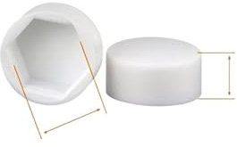 LIUCH Sechskantmutter, flacher Kopf, Kunststoff-Schutzkappe, äußere Sechskantschraube, niedriger Kopf, dekorative Kappe, staubdichte Abdeckung(White,20pcs 21X13XM14)