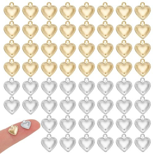 HOBBIESAY 18K Gold überzogene kleine Herz Charms Liebe Edelstahl Anhänger Tiny Herz Dangle Charms für DIY Armbänder Ohrring Halskette Schmuck Herstellung